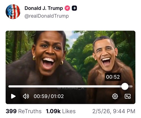 Nhà Trắng gỡ video ghép mặt vợ chồng Obama với khỉ, ông Trump nói 'không  xem hết video' - Tuổi Trẻ Online