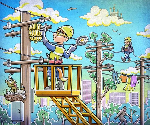 Nhanh trí tìm ra 9 điểm vô lý của hai anh chàng thợ điện - Ảnh 1. Nhanh trí tìm ra 9 điểm vô lý của hai anh chàng thợ điện - Ảnh 1.
