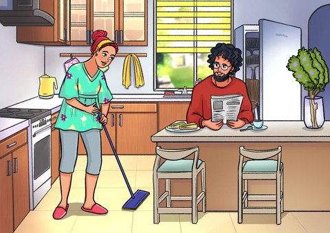 Tranh vợ trẻ tận tụy dọn dẹp nhà cửa có gì bất thường? - Ảnh 1. Tranh vợ trẻ tận tụy dọn dẹp nhà cửa có gì bất thường? - Ảnh 1.