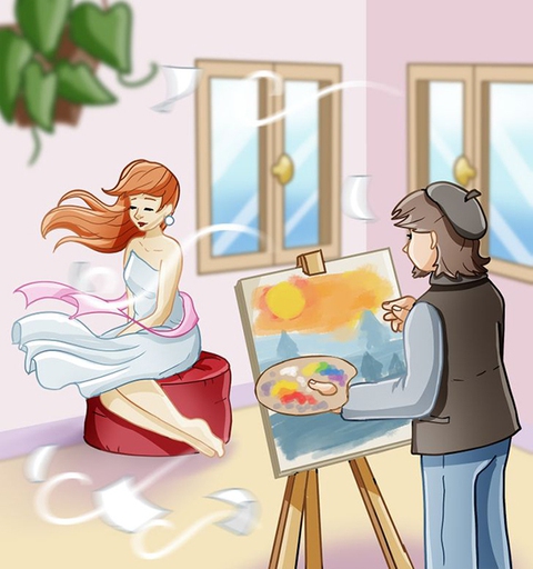 Họa sĩ đang vẽ tranh thiếu nữ có gì bất thường? - Ảnh 1. Họa sĩ đang vẽ tranh thiếu nữ có gì bất thường? - Ảnh 1.