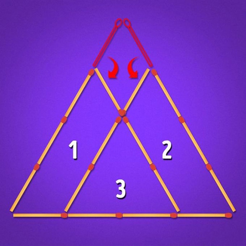 Di chuyển 2 que diêm để có 3 hình tam giác - Ảnh 3.
