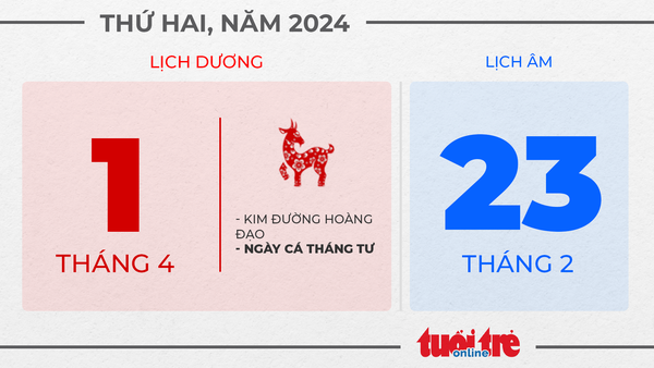 1. Ngày cá tháng tư: Thứ 2, ngày 1 tháng 4 năm 2024 1. Ngày cá tháng tư: Thứ 2, ngày 1 tháng 4 năm 2024