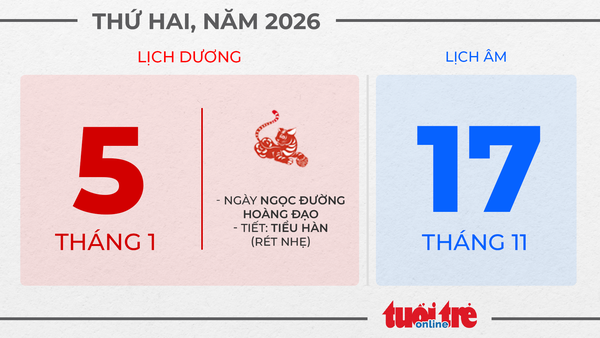 3. Thứ hai, ngày 5 tháng 1 năm 2026