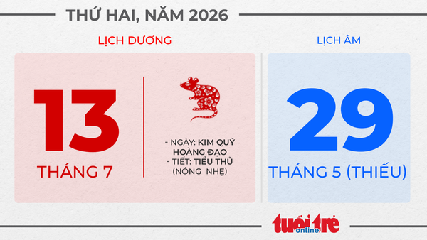 6. Thứ hai, ngày 13 tháng 7 năm 2026