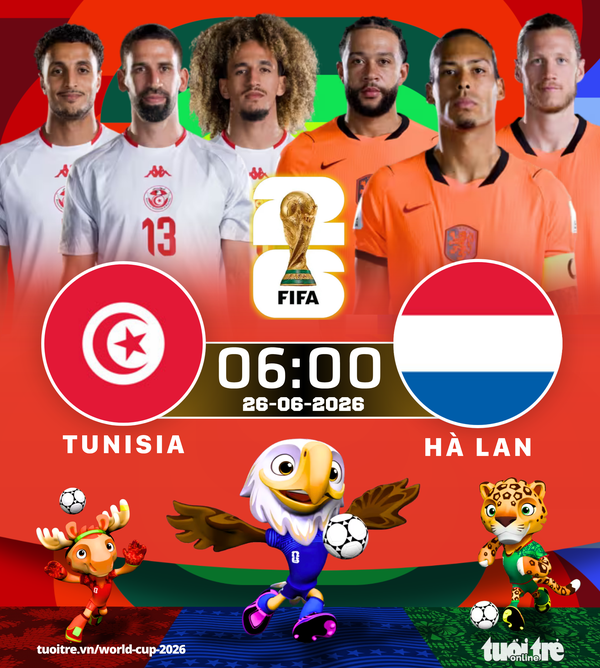 Lịch thi đấu World Cup 26-6: Tunisia vs Hà Lan