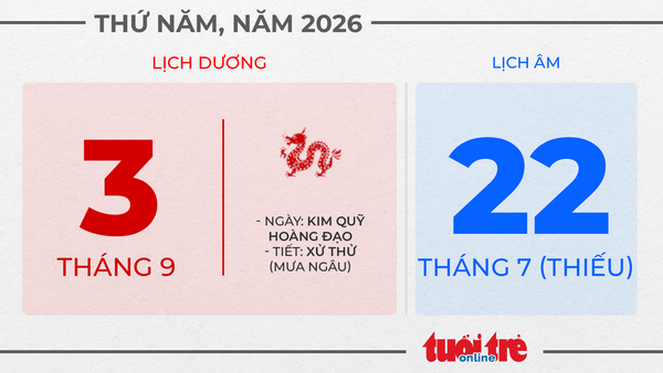 1. Thứ năm, ngày 3 tháng 9 năm 2026