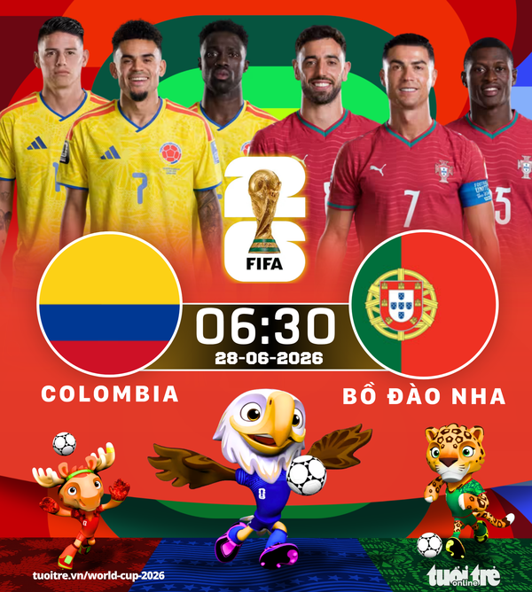 Lịch thi đấu World Cup 28-6: Colombia vs Bồ Đào Nha