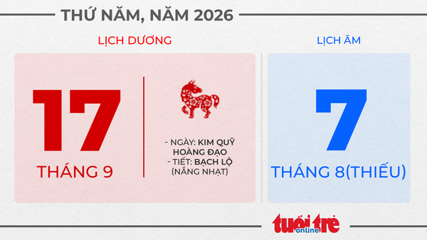 7. Thứ năm, ngày 17 tháng 9 năm 2026
