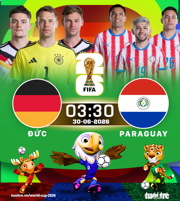 Lịch thi đấu vòng 1/16 World Cup 30-6: Đức vs Paraguay