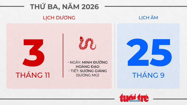 2. Thứ ba, ngày 3 tháng 11 năm 2026