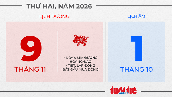 5. Thứ hai, ngày 9 tháng 11 năm 2026