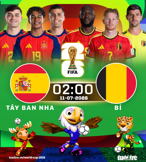Lịch thi đấu tứ kết World Cup 11-7: Tây Ban Nha vs Bỉ