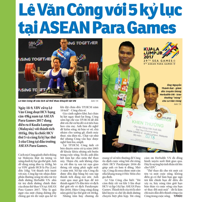 5 HCV Para Games Lê Văn Công: 'Cảm ơn Herbalife VN đã đồng hành'