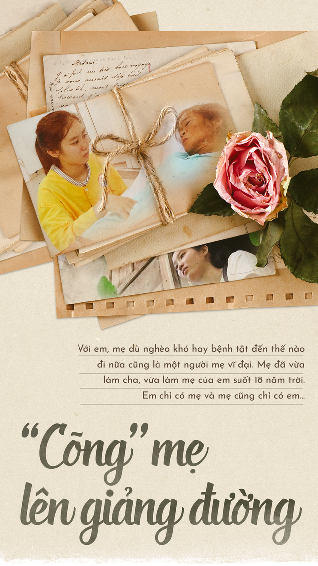 'Cõng' mẹ lên giảng đường