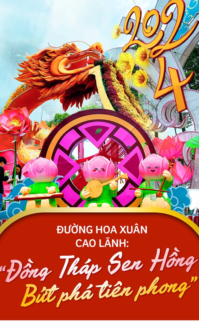 Đường hoa xuân Cao Lãnh: ‘Đồng Tháp Sen Hồng, Bứt phá tiên phong’