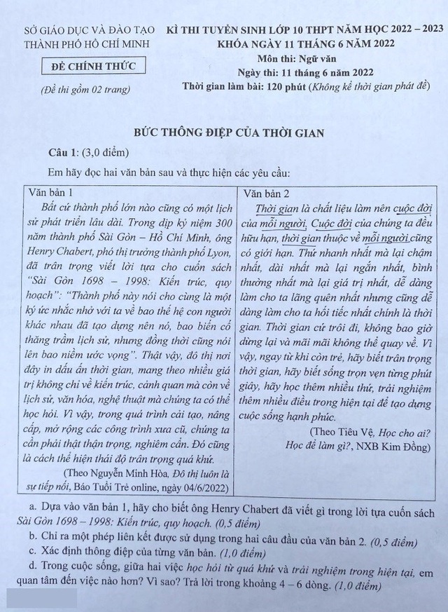 Tổng hợp đề thi và đáp án tuyển sinh lớp 10 tại TP.HCM năm 2022, 2023- Ảnh 7.