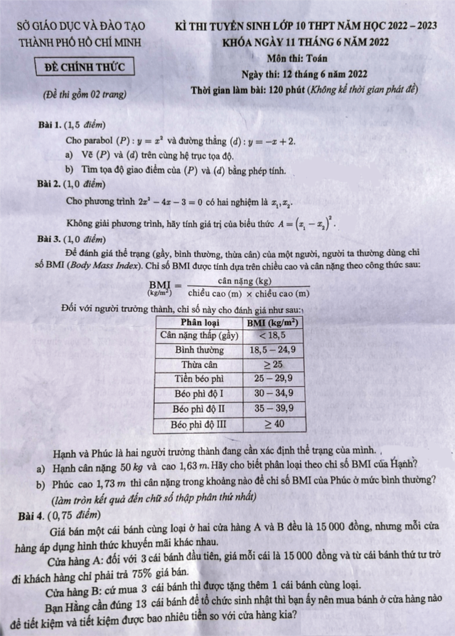 Tổng hợp đề thi và đáp án tuyển sinh lớp 10 tại TP.HCM năm 2022, 2023- Ảnh 1.