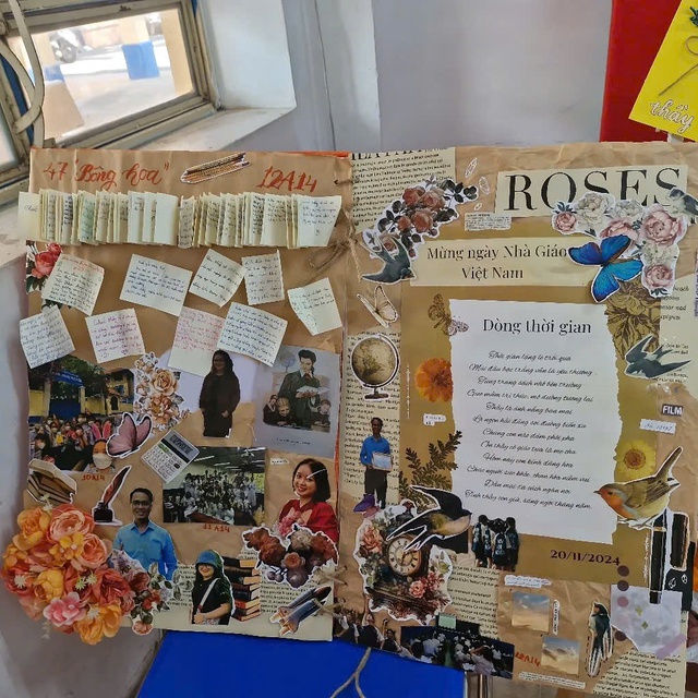 Cô bạn 2k7 biến hoa khô, báo cũ và xác côn trùng thành nhật ký tranh xé dán  - Ảnh 7.