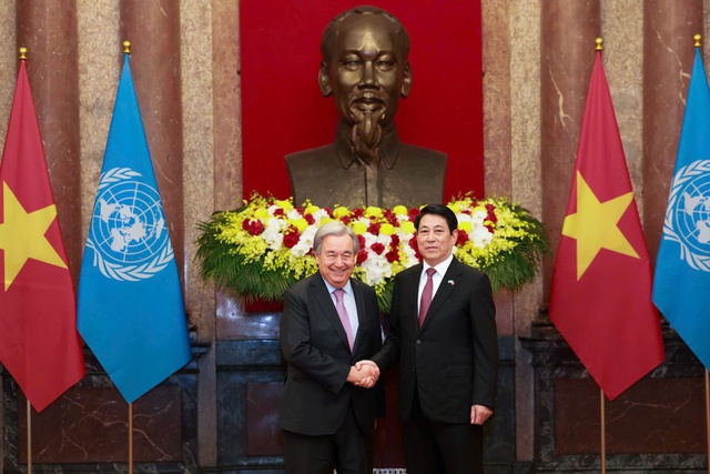 Vietnamese state president welcomes UN Secretary-General in Hanoi - Ảnh 6.