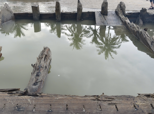 Centuries-old shipwreck exposed on Vietnam beach after storm Kalmaegi- Ảnh 1.