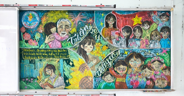 Teen THPT Thạnh Lộc “hô biến” bảng lớp thành tác phẩm nghệ thuật chào mừng Ngày Nhà giáo Việt Nam - Ảnh 2.