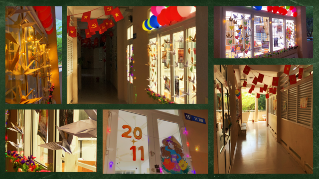 Teen Trường THPT Chuyên Lê Quý Đôn biến hoá hành lang rực sắc màu tri ân thầy cô - Ảnh 2.