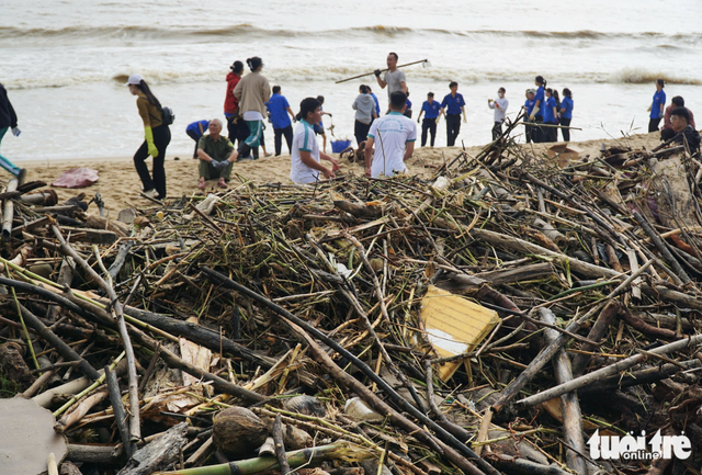 Foreigners join locals in cleaning up Nha Trang beach after floods in south-central Vietnam- Ảnh 7.
