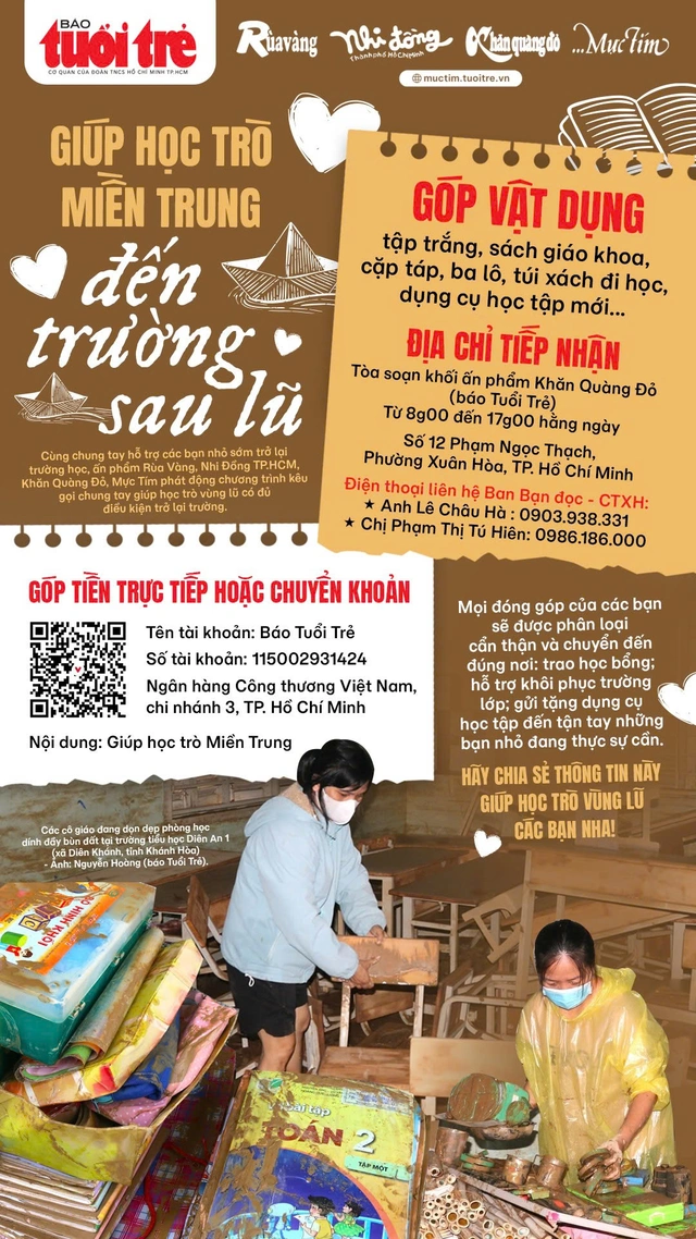 Chung tay giúp học trò miền Trung đến trường sau lũ- Ảnh 1.