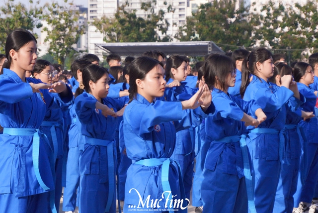 Đồng diễn võ nhạc Vovinam xác lập kỷ lục kép: lan tỏa tinh thần rèn luyện cho học sinh TP.HCM- Ảnh 3. Đồng diễn võ nhạc Vovinam xác lập kỷ lục kép: lan tỏa tinh thần rèn luyện cho học sinh TP.HCM- Ảnh 3.