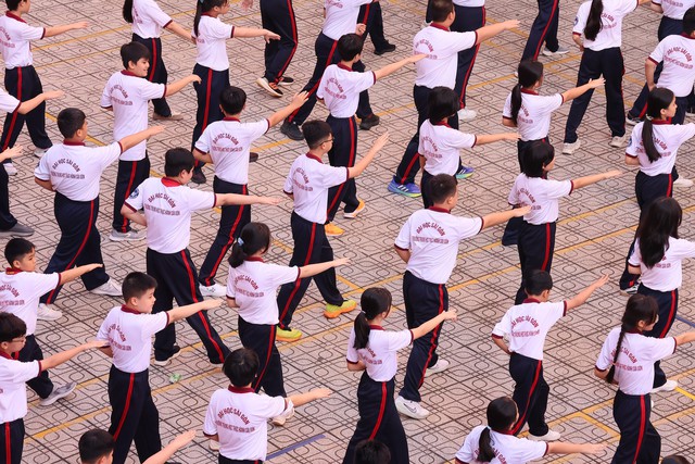 Hừng hực khí thế đồng diễn võ nhạc Vovinam tại các trường THPT ở TP.HCM- Ảnh 6. Hừng hực khí thế đồng diễn võ nhạc Vovinam tại các trường THPT ở TP.HCM- Ảnh 6.