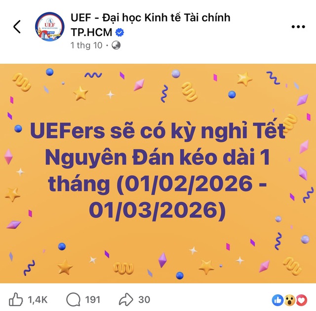 Nhiều trường đại học cho sinh viên nghỉ Tết Nguyên đán Bính Ngọ 2026 tới một tháng - Ảnh 2.