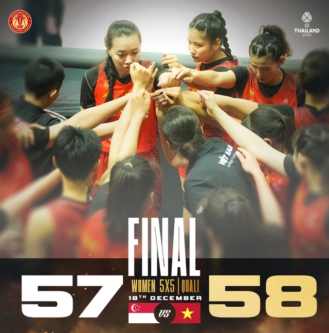 Bóng rổ nữ 5x5 Việt Nam có chiến thắng đầu tiên tại SEA Games 33 - Ảnh 1. Bóng rổ nữ 5x5 Việt Nam thắng ngược Singapore tại SEA Games 33 - Ảnh 1.