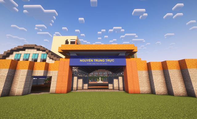 Học sinh Trường THPT Nguyễn Trung Trực 'xây' trường trong game Minecraft khiến ai nấy trầm trồ- Ảnh 1.