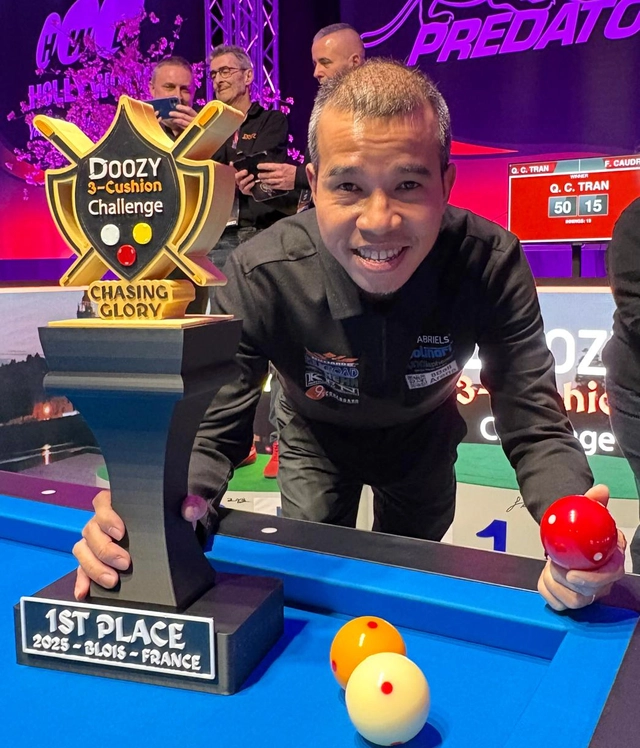Vietnam’s Tran Quyet Chien routs Caudron to win Blois 3-Cushion Challenge- Ảnh 2. Vietnam’s Tran Quyet Chien routs Caudron to win Blois 3-Cushion Challenge- Ảnh 2.