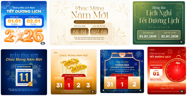 Gợi ý mẫu thông báo nghỉ Tết Dương lịch 2026- Ảnh 1.