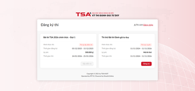 Sáng 5-12, Đại học Bách khoa Hà Nội mở đăng ký kỳ thi đánh giá tư duy (TSA) đợt 1 năm 2026 - Ảnh 1.