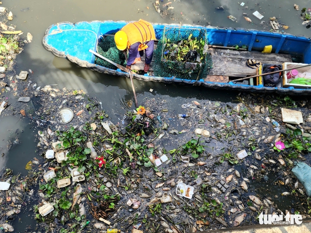 Nearly 20 tonnes of dead fish, waste removed from Ho Chi Minh City canal after first rains - Ảnh 1.