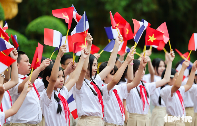 Vietnam holds welcome ceremony for French president - Ảnh 4.