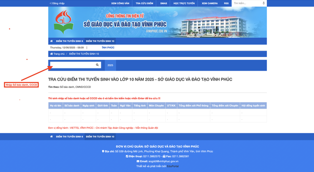 Cách tra cứu điểm thi tuyển sinh lớp 10 của tỉnh Vĩnh Phúc- Ảnh 1.