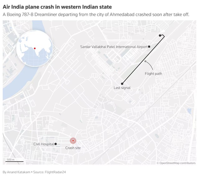 Air India plane with 242 on board crashes at India's Ahmedabad airport - Ảnh 1.