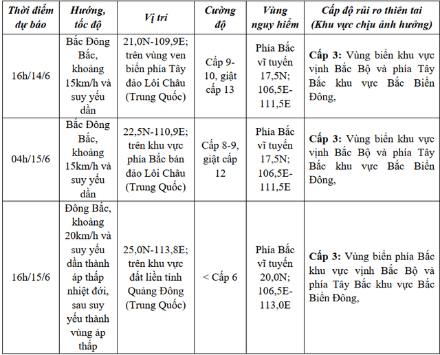 Ngày mai 15-6, bão số 1 (Wutip) suy yếu thành áp thấp nhiệt đới - Ảnh 2.