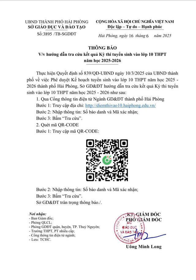 Hải Phòng công bố điểm thi lớp 10, hướng dẫn cách tra cứu chi tiết- Ảnh 2.