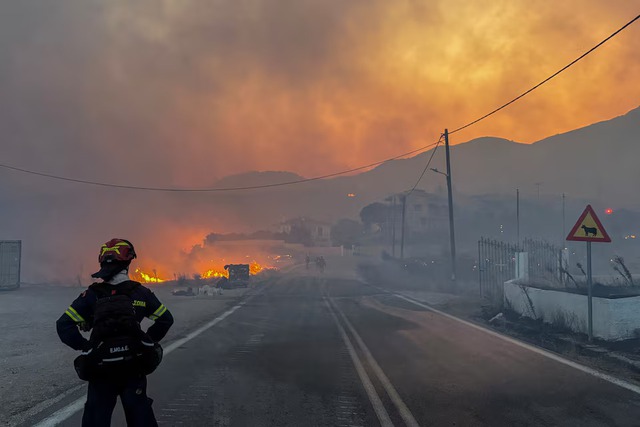 Firefighters battle wildfires on Greece's Chios island for second day - Ảnh 3.