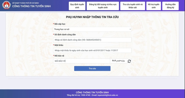 Cách tra cứu kết quả tuyển sinh đầu cấp của trường THCS có chương trình đặc thù - Ảnh 1.