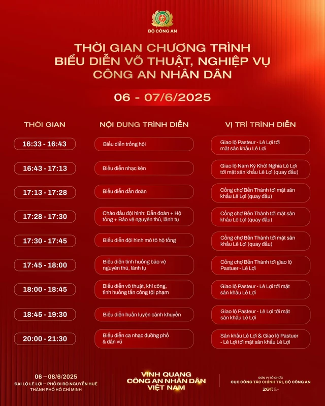 Lịch biểu diễn sự kiện Vinh quang Công an nhân dân Việt Nam tại TP.HCM- Ảnh 2.