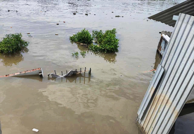Night-time land collapse plunges 5 houses into river in southern Vietnam - Ảnh 1. Night-time land collapse plunges 5 houses into river in southern Vietnam - Ảnh 1.