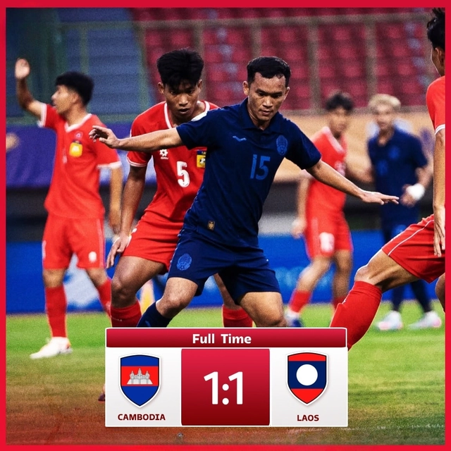 U23 Campuchia cầm hoà Lào tại Giải vô địch U23 Đông Nam Á 2025- Ảnh 1.
