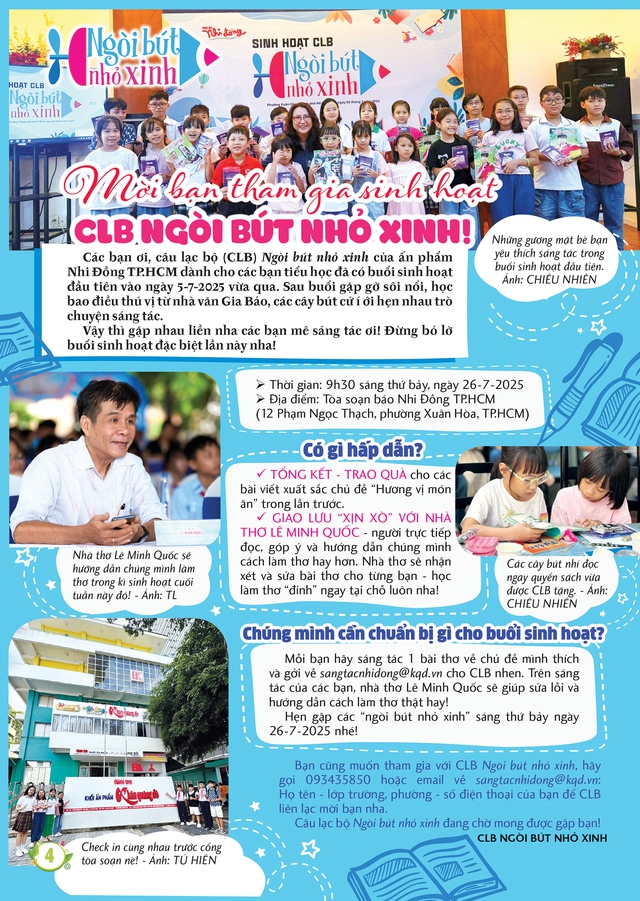 Mời bạn đón đọc Nhi Đồng TP.HCM 30, phát hành 25-7-2025: Chúc mừng 72 bạn trong “bảng vàng” giải LQĐ - Ảnh 2.
