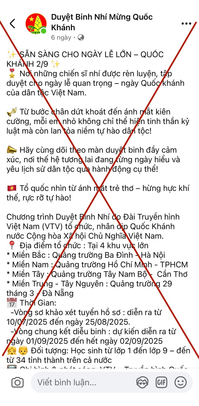 Cảnh báo mạo danh tổ chức các chương trình dành Duyệt binh, Chiến sĩ quả cảm dành cho thiếu nhi - Ảnh 2.