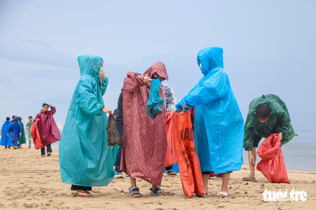 Over 500 people brave rain for Da Nang beach clean-up- Ảnh 3. Over 500 people brave rain for Da Nang beach clean-up- Ảnh 3.